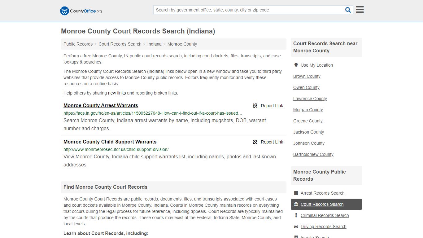 Monroe County Court Records Search (Indiana) - County Office